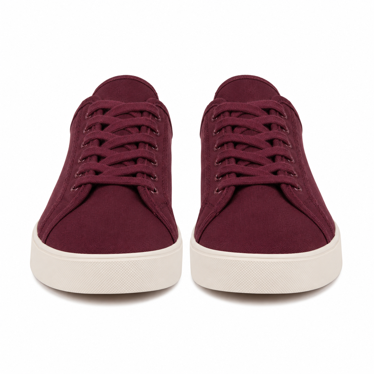 Burgundy Twill Lace-Up Casual Sneakers