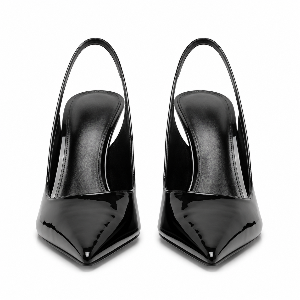 Patent Leather Pointed-Toe Slingback Mules