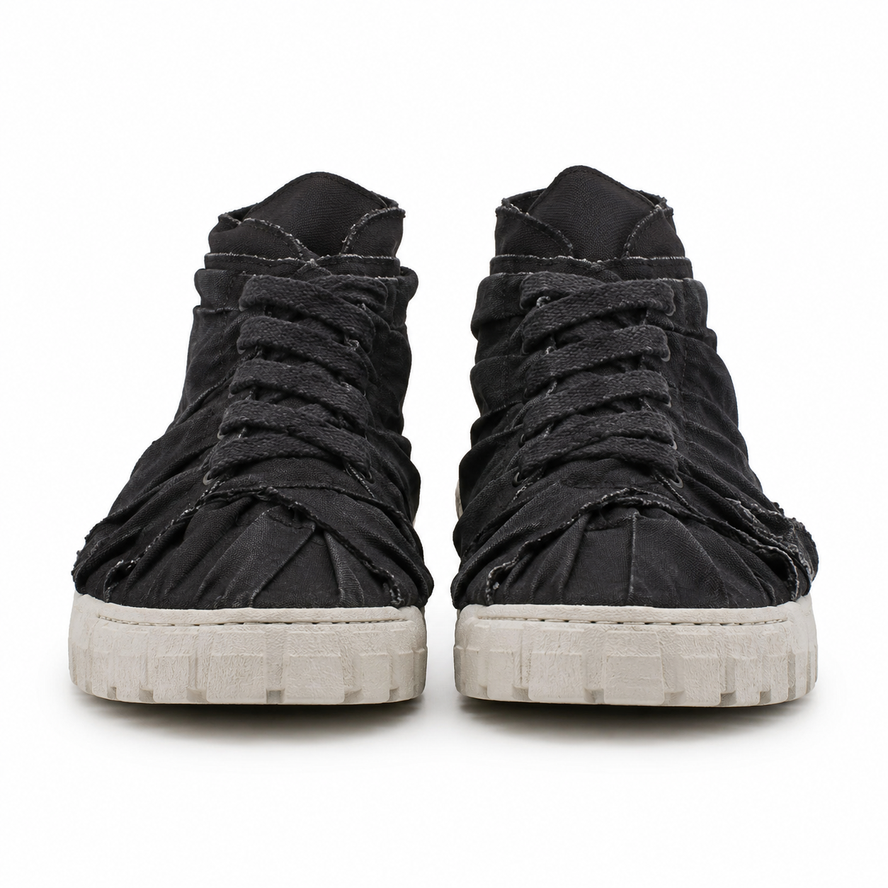Deconstructed Pleated Canvas Sneakers